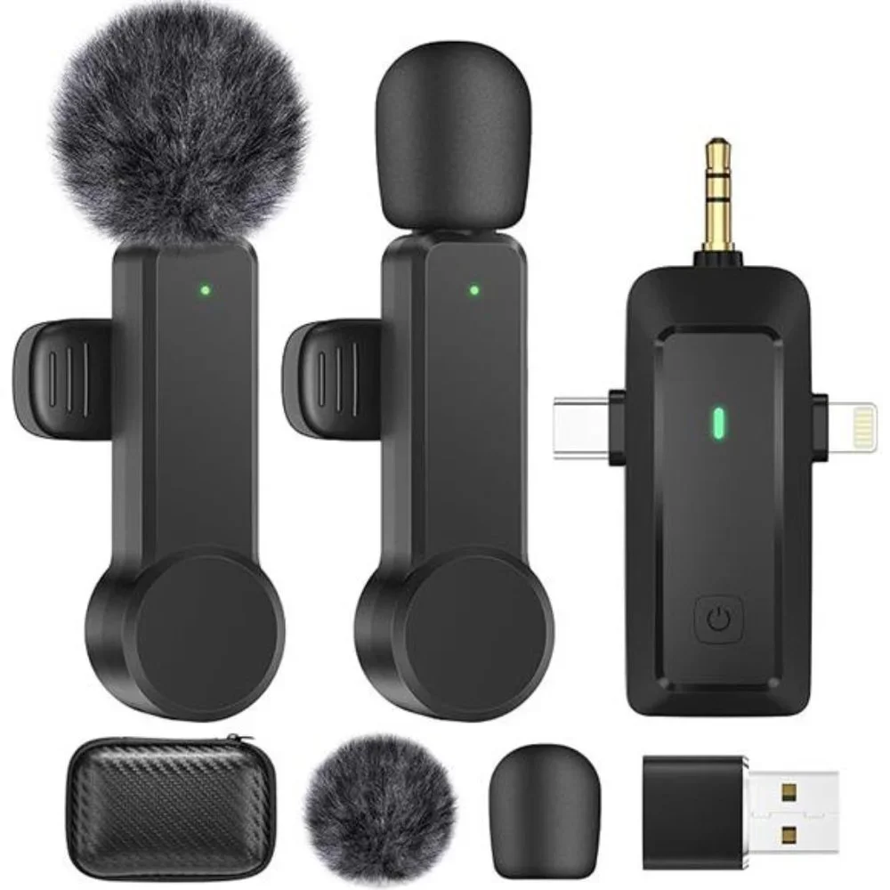 Wireless Lavalier Microphone for iPhone Android Camera – Cordless Lapel Mics